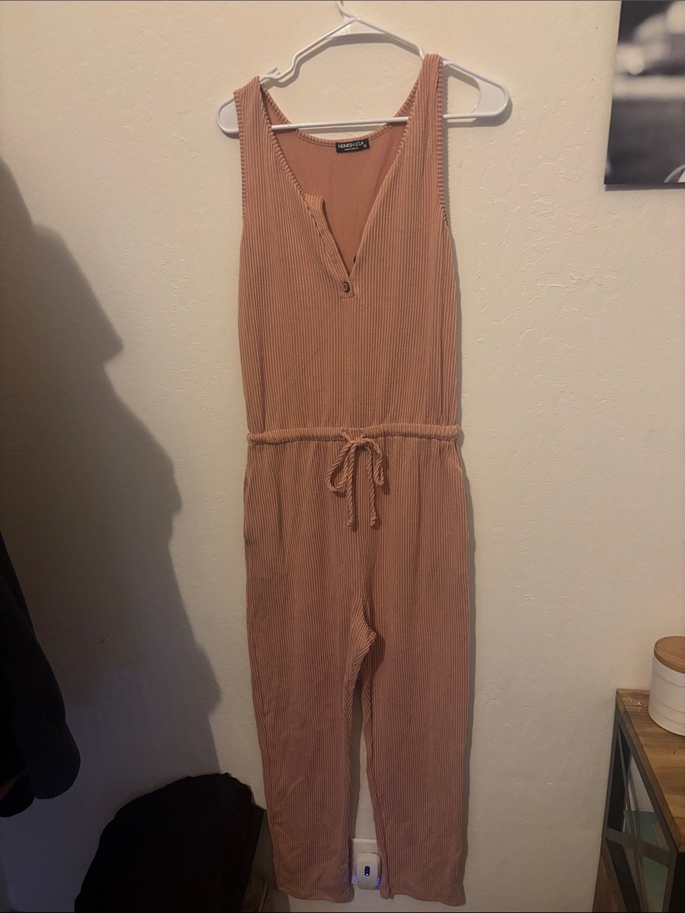 Sleeveless Ribbed Jumpsuit in Dusty Rose